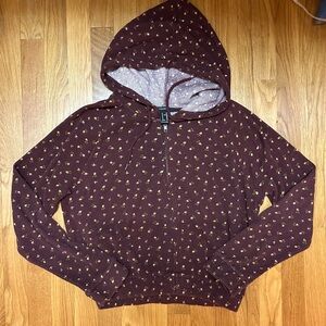 Forever 21 Burgundy Floral Zip-Up